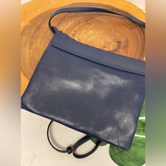Frank and Oak Navy Blue Leather Envelope Crossbody Bag - Picture 3 of 16
